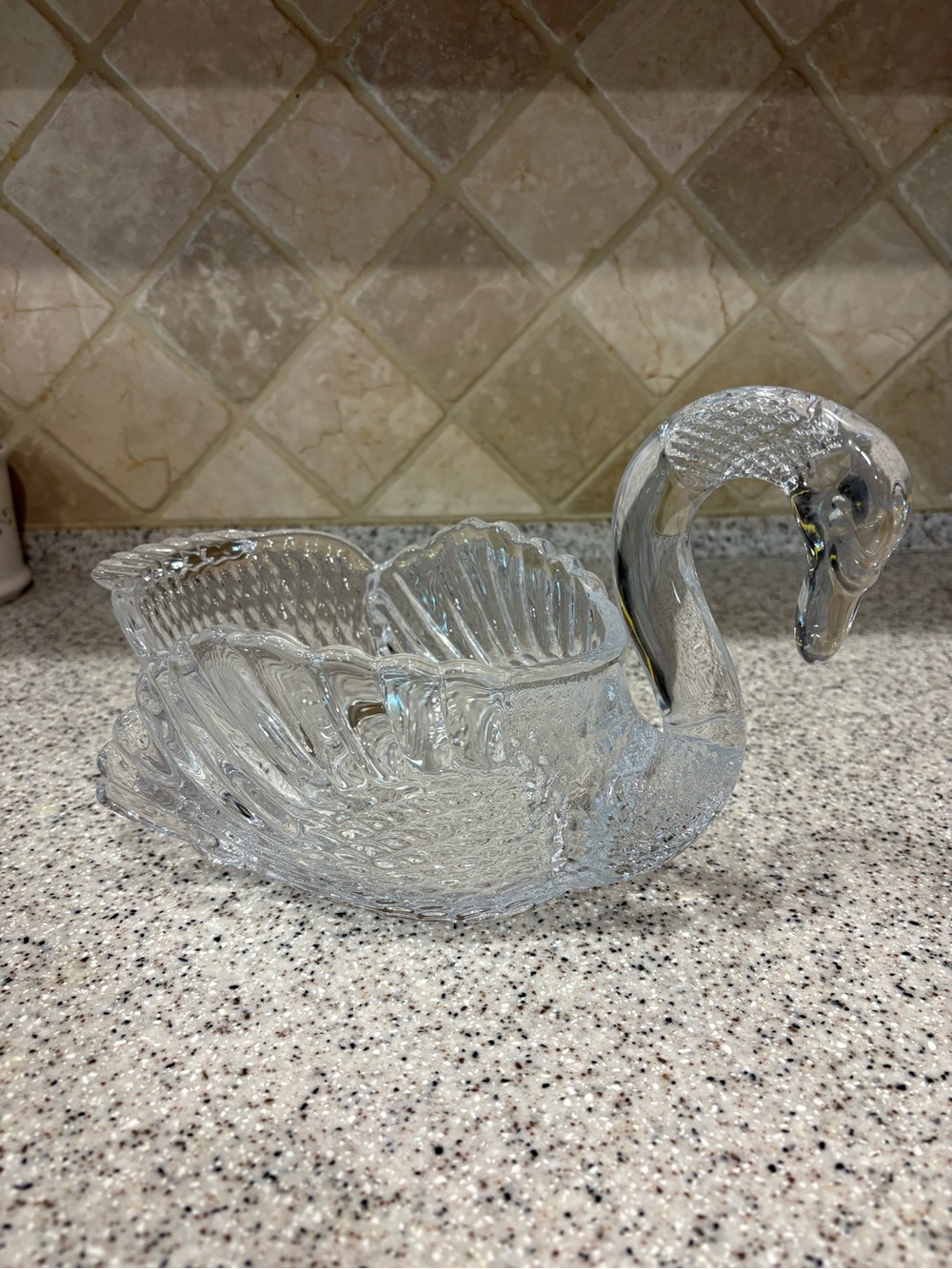 Glass Swan Serving Bowl centerpiece